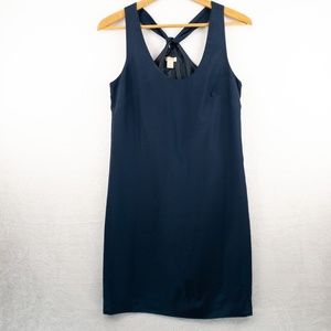 J. Crew Dress Womens Size 0 Navy Blue Slip Racer Back Midi Side Zip Sun Dress